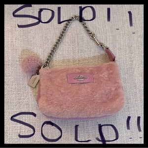 Coach Blush Shearling Wristlet/minibag